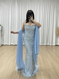 MD50088 abiti rosa da donna eleganti per l'alta qualità con cristalli di perline e paillettes e sirena abiti da sera formali - Product Image 4