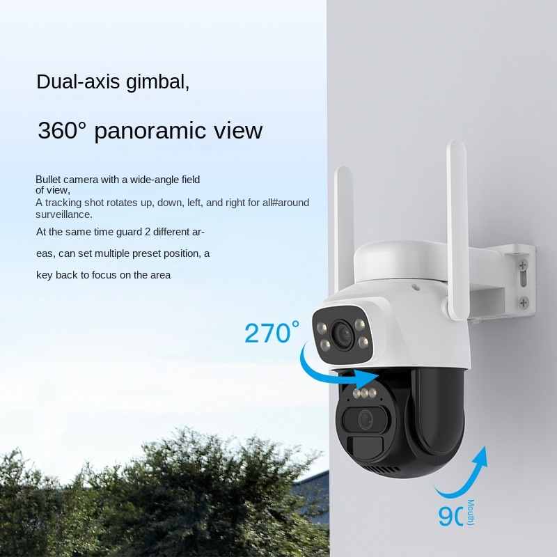 Outdoor Solar Camera 4MP IP66 Waterproof Indoor Outdoor Multi-Lens Dual Screen Security Camera Built-in Battery for Home Yard · image 4