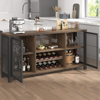 Armoire à café et à vin industrielle pour boissons alcoolisées et verres Buffet Buffet avec support de rangement pour la maison Cuisine Salle à manger