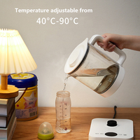 Bouilloire électrique en verre borosilicate de 1500 ml avec vapeur intégrée pour eau chaude domestique