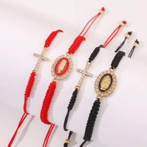 สร้อยข้อมือเชือกถักปรับได้ลายกางเขนนักบุญยูดาและพระแม่มารี  ชุด 2 ชิ้น ของขวัญสำหรับชาวคาทอลิก ขายดี - Product Image 3
