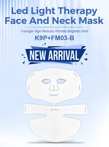 Newdermo Flexible Silicone 630nm 850nm 460nm Blue LED Red Light Therapy Face Mask And Neck Set