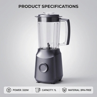 2026 BPA-vrije commerciële sapblender met variabele snelheid voor smoothies, huishoudelijke elektrische keukenmachine met plastic mengkom