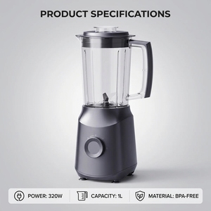 Frullatore Commerciale 2026 Senza BPA a Velocità Variabile per Smoothie, Mixer Elettrico Domestico con Ciotola di Miscelazione in Plastica - Product Image 6