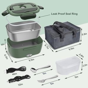 Chauffe-plat portable 1,5 L pour boîte à lunch, chauffe-rapide avec fourchette, cuillère et sac isotherme – Vente en gros - Product Image 5
