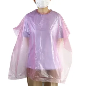PE粉色一次性塑料染料披肩大尺寸一次性沙龙披肩适合客户