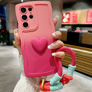Cinturino in <span class=keywords><strong>Silicone</strong></span> Love Heart gradiente colore per cinturino custodia con cordino per Samsung per Galaxy S23 S24 S25 <span class=keywords><strong>Ultra</strong></span> S22 <span class=keywords><strong>S21</strong></span> Plus - Product Image 5