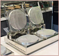 Machine à snack électrique à double tête, grande machine à crêpes, 220V, nourriture de rue, rainure de 2 mm, machine à gaufres pour cornets de crème glacée