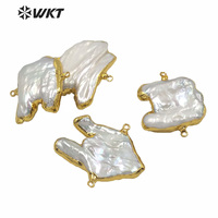 WT-JP240 Plus populaire pendentif en perles d'eau douce naturelles de mode fabrication de bijoux connecteurs irrégulière perle pendentifs