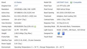 Módulo de pantalla LCD TFT LM270WF-SLA1 de 27 pulgadas con resolución de 1920x1080, 81 PPI y 30 pines LVDS para pantalla de señalización digital - Product Image 3