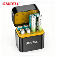 GMCELL pengisi daya baterai pintar hibrida, pengisi daya baterai pintar 1.2V 2600mAh AA Ni-MH dengan 8 Slot untuk elektronik konsumen dan mainan