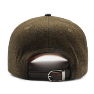 Casquette de baseball à visière incurvée en polyester, laine et cuir, 5 panneaux, fabrication chinoise ODM OEM - Product Image 5