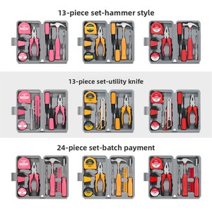 ชุดเครื่องมือช่าง DIY สีชมพูสำหรับใช้ในบ้าน พร้อมโลโก้ OEM ชุดเครื่องมือขนาดเล็กพื้นฐานสำหรับผู้หญิง พร้อมกล่องเครื่องมือพกพา ชุดเครื่องมือเริ่มต้นสำหรับสุภาพสตรี - Product Image 5