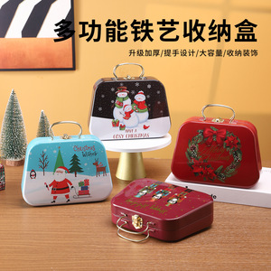 Caja Metálica de Almacenamiento Navideña con Asa, para Regalos, Dulces y Galletas, Vacía - Product Image 4