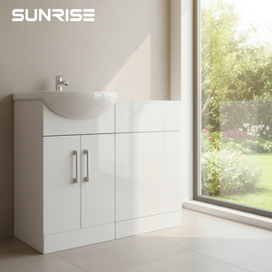 <span class=keywords><strong>Mobile</strong></span> <span class=keywords><strong>Bagno</strong></span> Semi-Incasso Moderno Cuba con Lavabo in Ceramica Semi-Incassato, Specchio Incluso e Armadietto Contenitore per Uso Alberghiero - Product Image 3