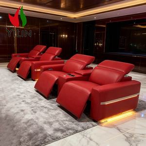 Canapé <span class=keywords><strong>inclinable</strong></span> électrique moderne YILIN deux places en cuir véritable avec appui-tête motorisé, port USB, lumière LED chauffante, cadre métallique et porte-gobelet rafraîchissant - Product Image 5