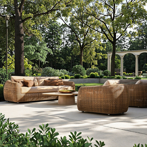 Set di Divani da Giardino in Rattan Intrecciato a Mano, Design Esclusivo, Impermeabili, con Cuscini, per Hotel e Villaggi - Product Image 2