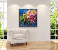 Art mural encadré floral abstrait, peinture à l'huile texturée 3D abstraite faite à la main, décoration de salon, roses roses, peintures décoratives sur toile
