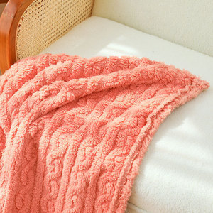 Bán Buôn Siêu Mềm 100% Polyester Jacquard Sọc Dệt Kim Giả Lông Gân Lông Cừu Sang Trọng Ném Chăn Cho Nhà Mùa Đông Sử Dụng - Product Image 3