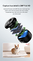 Mini caméra de sécurité AI WiFi avec détection d'animaux et de personnes, vision nocturne IR, grand angle, capteur CMOS, enregistrement de 50 à 55 jours, surveillance à domicile