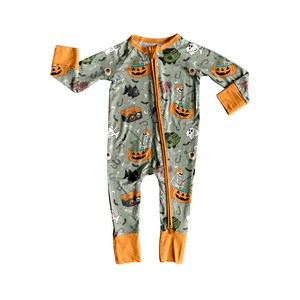 Custom Little <b>Boy</b> Boutique pumpkin Spooky fall outfits kids wholesale <b>toddler</b> <b>boy</b> child Halloween <b>pajamas</b> clothing set - Product Image 5