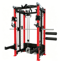 Machine Smith 3-en-1 avec rack de musculation multifonction, crossover à câbles et accessoires réglables pour entraînement à domicile et en salle de sport commerciale