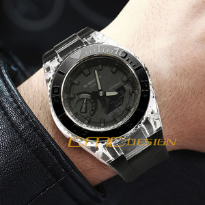 Bracelet en caoutchouc fluoro de remplacement et boîtier transparent avec kit de modification de lunette en acier inoxydable pour bracelets de montre <span class=keywords><strong>GA</strong></span>-<span class=keywords><strong>2100</strong></span> - Product Image 6