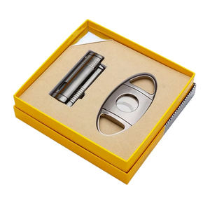Gran oferta, juego de cortavientos de Metal personalizable con tijeras para cigarros, encendedor de tres estrechos, cortador de cigarros de doble filo - Product Image 5