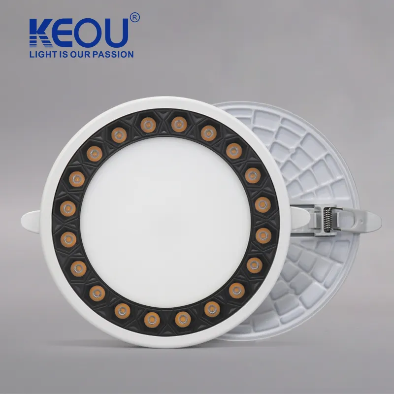 KEOU patented design downlight spotlight three light effect black and white LED6500K 24W downlight