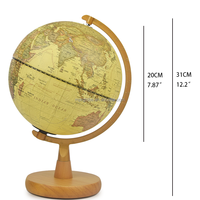Carte du monde Antique de 20cm, 8 pouces, Base en bois, Arc en aluminium, Globe classique