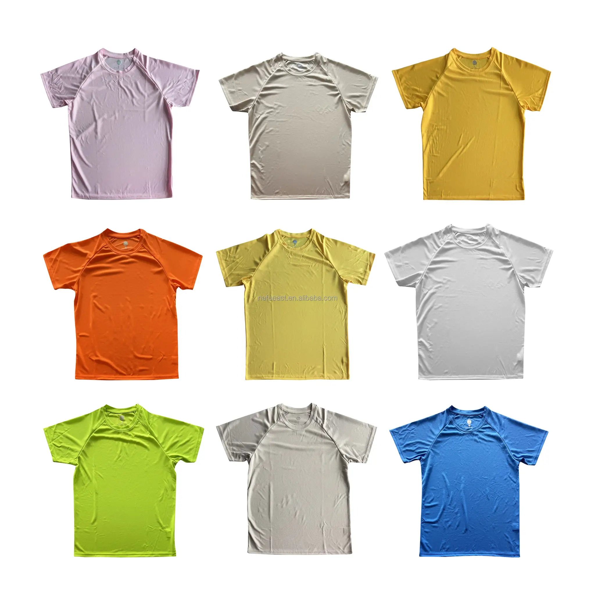 Solid Color Dry Fit 100% Polyester Short Sleeve Men T Shirt Sport Quick Drying