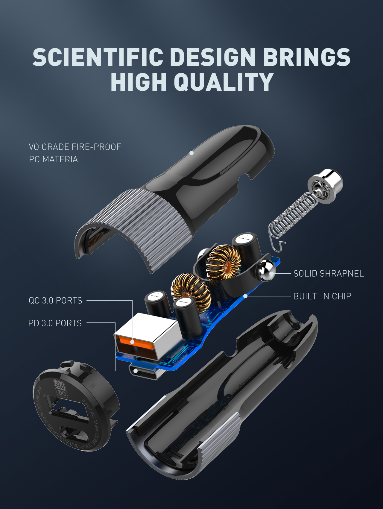 LDNIO C510Q USB C Fast Car Charger 36W PD+QC3.0 Fast Charging in Car charger Dual Port USB Car Charger