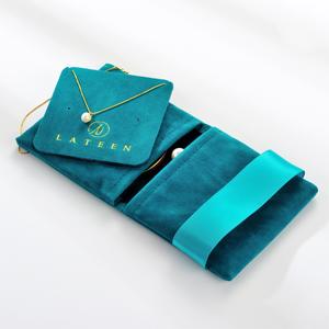Bolsa de Joyería Plegable Pequeña de Lujo de Doble Cara, Embalaje de Moda con Cartón - Product Image 4