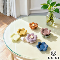 Support de bougie en céramique style nordique, motif floral pastel, petit ornement de bureau pour chambre, salon, bureau, présentoir d'étagère, idéal pour les fêtes
