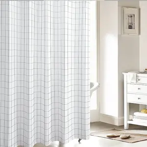 Моющаяся душевая занавеска размером 72X72 дюйма, черно-белая тканевая занавеска под заказ для ванной комнаты