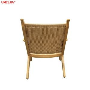 Muebles de sala modernos de madera maciza de ceniza naturaleza ratán tejido cuerda de papel sillón <span class=keywords><strong>chaise</strong></span> <span class=keywords><strong>Lounge</strong></span> silla cojín - Product Image 4