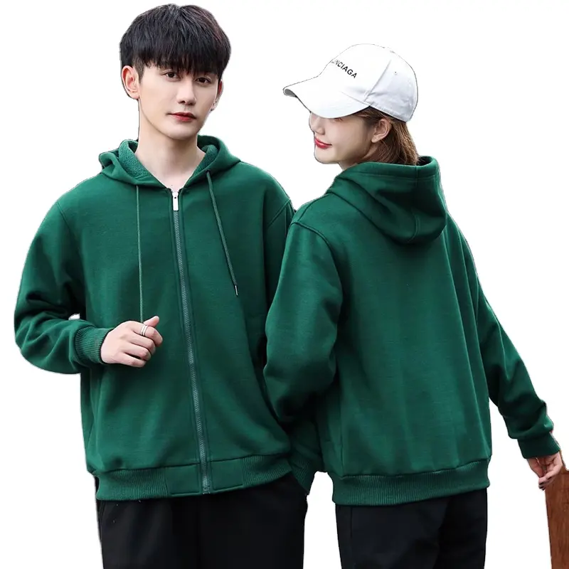 650G LMW002 sokak boy Unisex Polar Polar fermuarlı kapüşonlu eşofman üstü özel ağır pamuk boş kalın erkek Hoodie ile fermuar