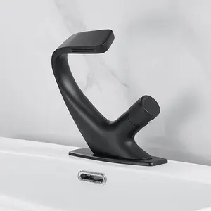 Robinet mitigeur de lavabo, Design par styliste professionnel, levier unique, laiton or Rose, salle de bains
