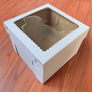 Boîte de livraison de gâteau ondulé pliable blanche avec fenêtre recyclable 6-14 pouces dossiers d'emballage de gâteau mariage accepter - Product Image 2
