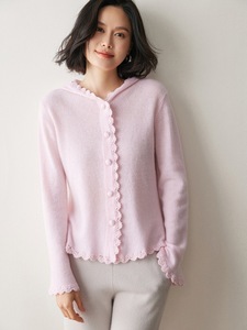 Cárdigan de Cachemira con Capucha y Logotipo Personalizado, Suéter Informal de Cachemira para Mujer, Venta Directa de Fábrica de Mongolia Interior - Product Image 4