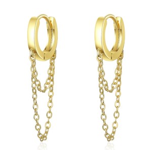 14k or bijoux en gros boucles d'oreilles longue goutte chaîne gland boucles d'oreilles - Product Image 1