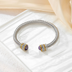 Bracelet en alliage inaltérable en forme de C, micro-incrusté de zircon arc-en-ciel, unisexe, idéal comme cadeau, produit transfrontalier très demandé - Product Image 4