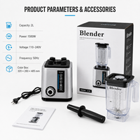 Blender électrique 2,2 L, blender de cuisine professionnel haute performance, 10 vitesses pour smoothies, jus, café, boutique