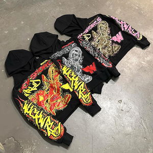 เสื้อฮู้ดพิมพ์ลายสำหรับผู้ชายเสื้อผ้าฝ้ายสไตล์โอเวอร์ไซส์สำหรับ100% สีตามสั่ง - Product Image 1