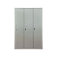 Armoire en acier à 3 portes personnalisable avec structure KD, tringle à vêtements, serrure à clé, casier de gym, armoire de rangement scolaire