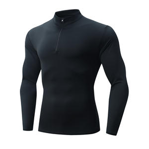 Collant a mezza cerniera con collant a <span class=keywords><strong>maniche</strong></span> lunghe da palestra da uomo che corre sport per il Fitness a <span class=keywords><strong>maniche</strong></span> lunghe - Product Image 1