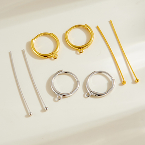 FUAMAY Forniture Artigianali per Orecchini <span class=keywords><strong>Componenti</strong></span> Placcati in Oro 18K e <span class=keywords><strong>Argento</strong></span> <span class=keywords><strong>925</strong></span> per Kit Fai da Te per la Creazione di Orecchini a Cerchio Huggie e Perni - Product Image 1