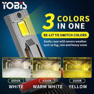 योबिस 3000 के पीले नेतृत्व वाला हेडलाइट प्रीमियम 4300k 6000k सफेद 3 रंग h1 h4 h7 एलईडी बल्ब 200w हाई कम बीम 9005 कार हेडलाइट - Product Image 2