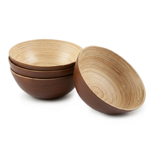 Custom Design Eco-Friendly Stocked Natural Spun Bamboo Salad Bowl for <b>Camping</b> Made in Vietnam - Product Image 1