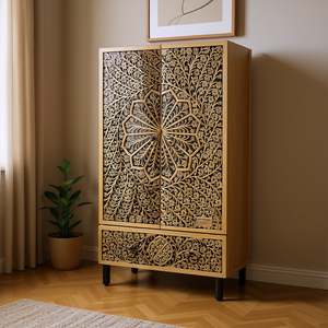 Aparador de Madera Maciza de Mango de 23.6x13x39.4 Pulgadas para Sala de Estar con Almacenamiento, Diseño Moderno y Estilo Contemporáneo - Product Image 2